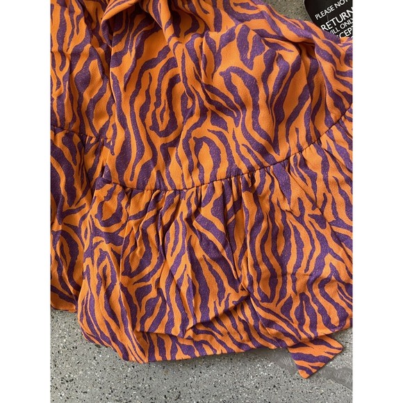 ROTATE Birger Christensen Zebra-Print Twill Wrap Mini Dress Size 36 S NWT - Picture 12 of 12